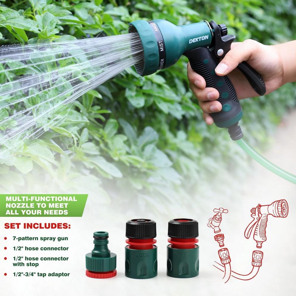 Dekton 7 Function Spray Gun Kit With Hose Adapters