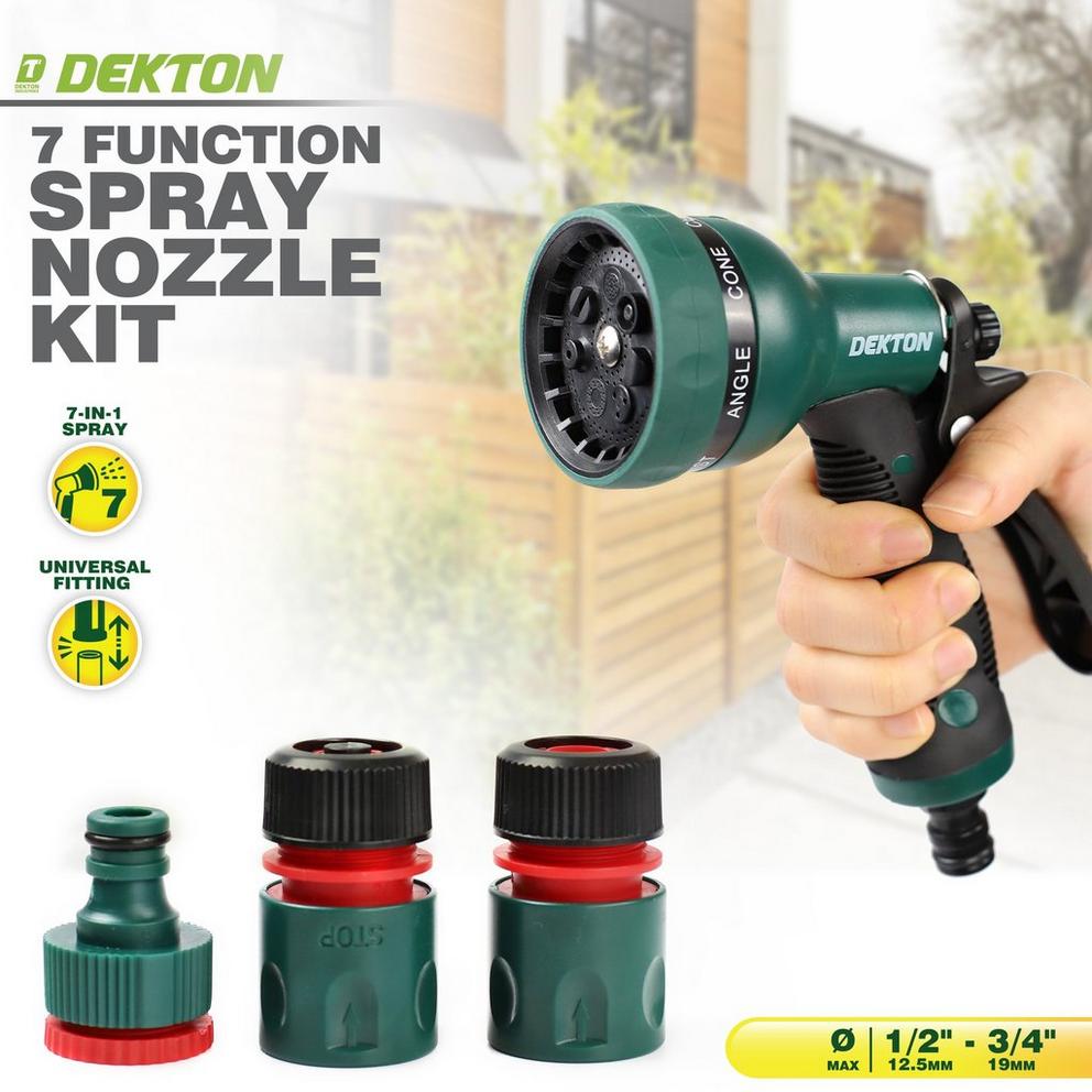 Dekton 7 Function Spray Gun Kit With Hose Adapters