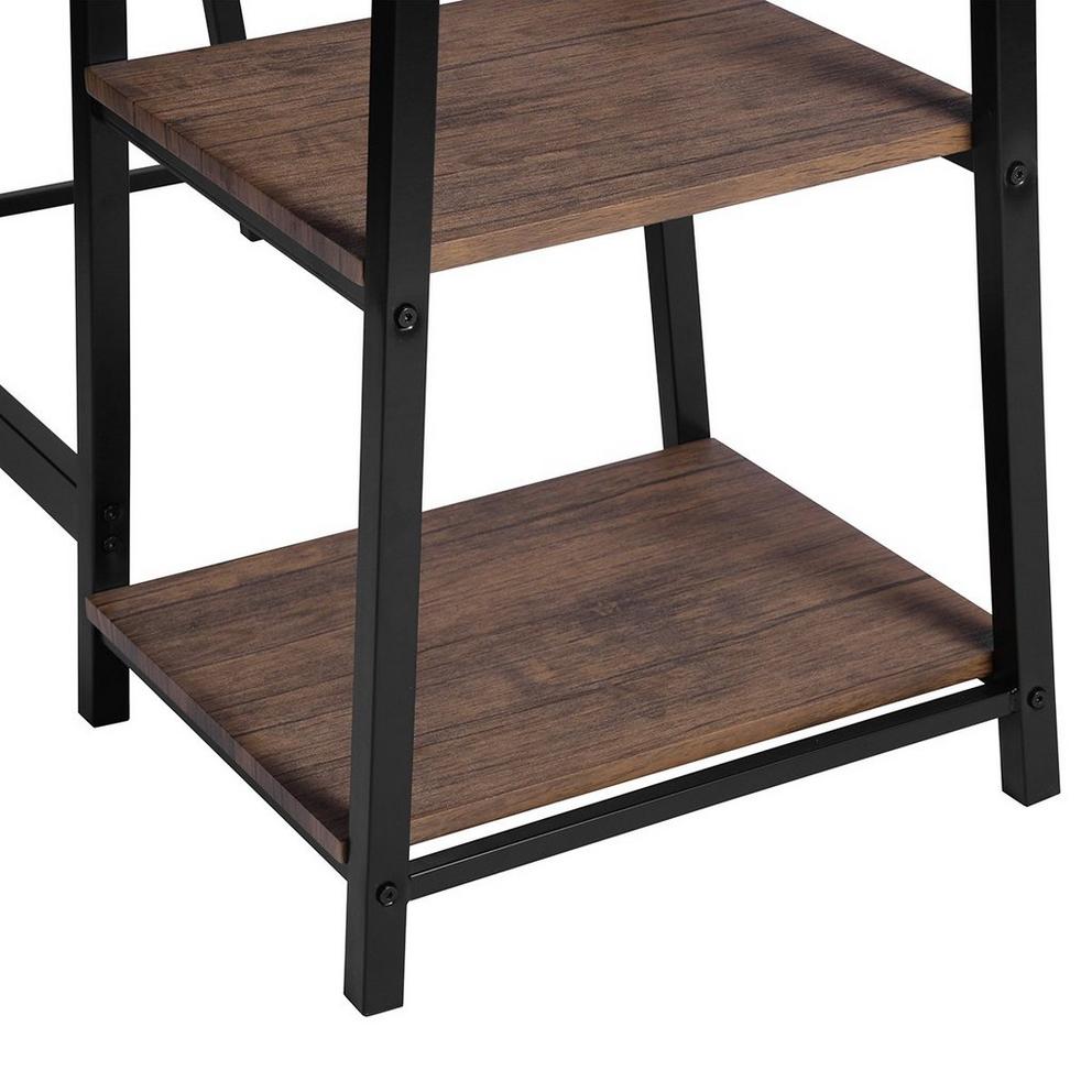 FurnitureR DROGBA Black and Wooden L-shaped Desk with 2 shelves