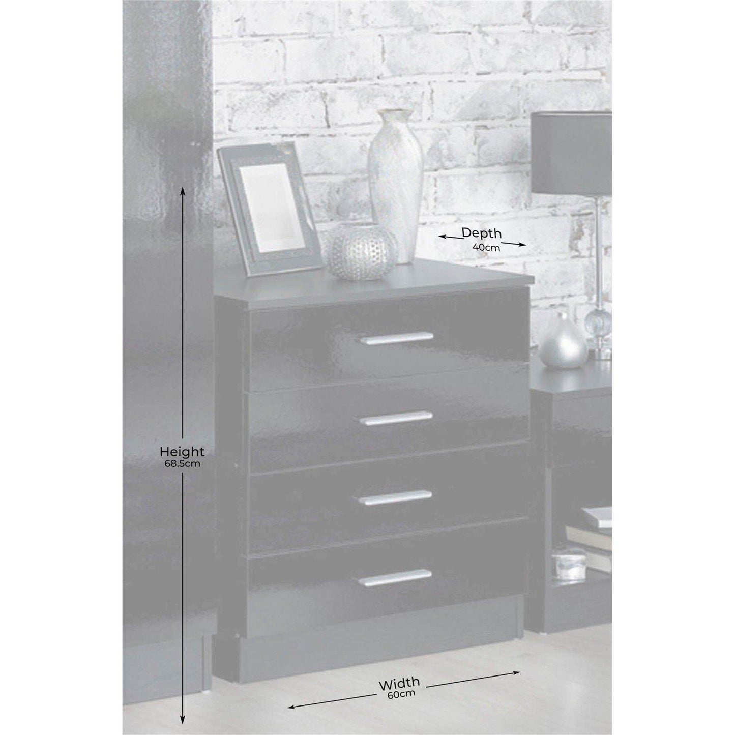 Carleton 3 Piece Gloss Bedroom Set