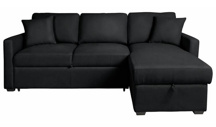 Habitat Reagan RH Faux Leather Storage Sofa Bed - Black
