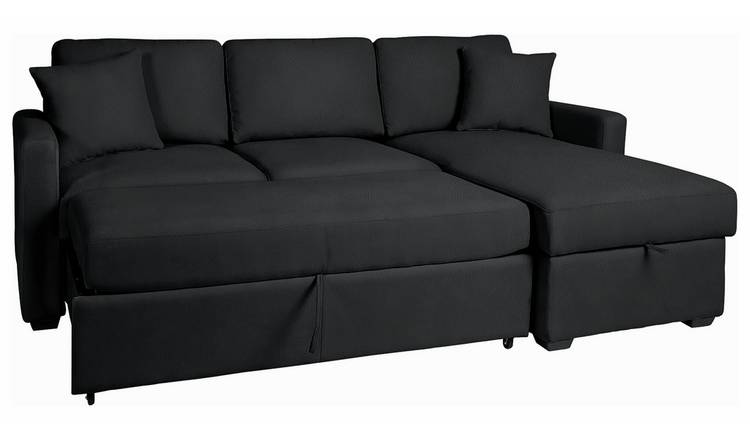 Habitat Reagan RH Faux Leather Storage Sofa Bed - Black