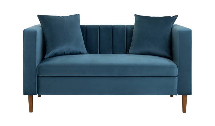 Argos Home Everly Velvet 2 Seater Sofa - Blue
