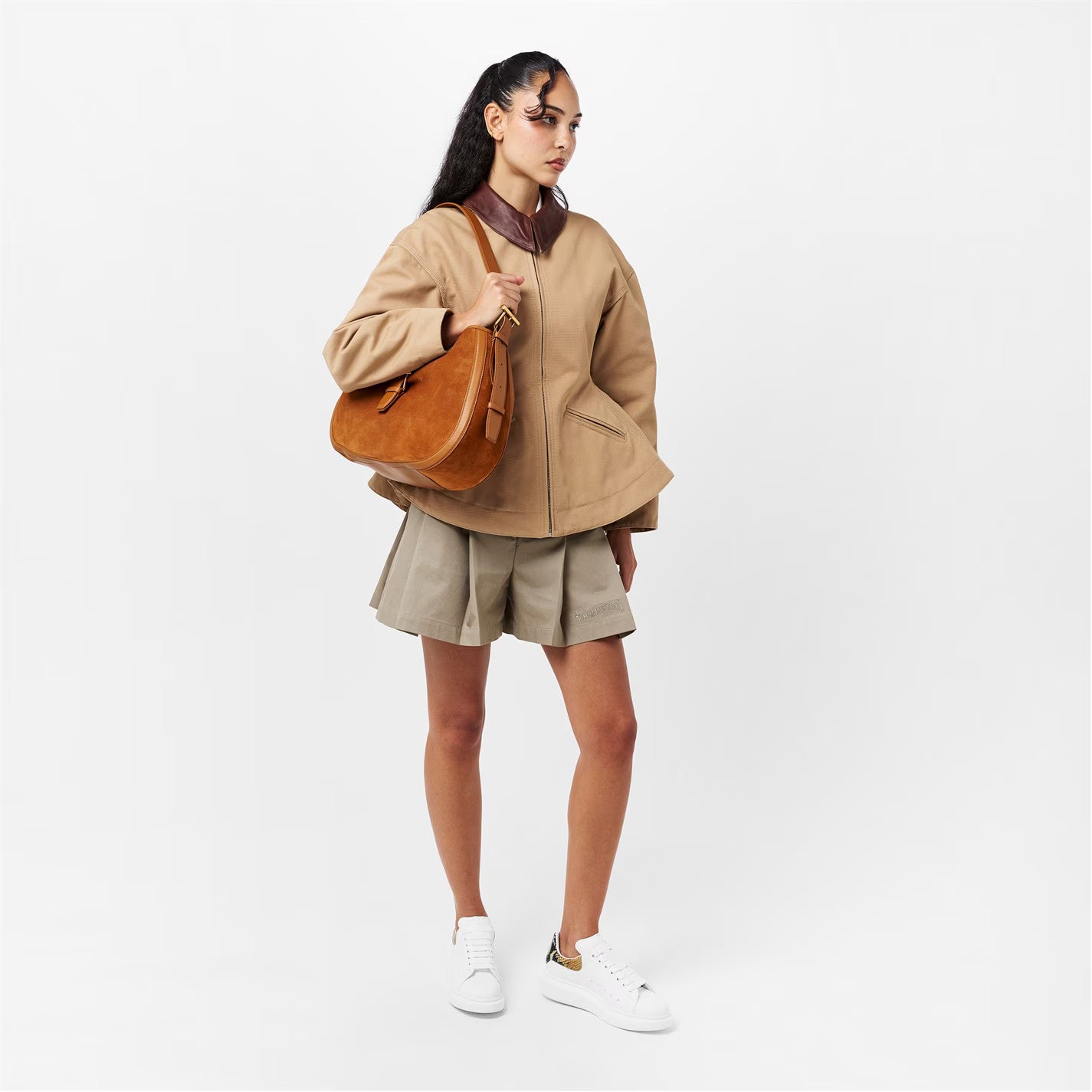 Women's Logo Print Leather Oversized Trainers