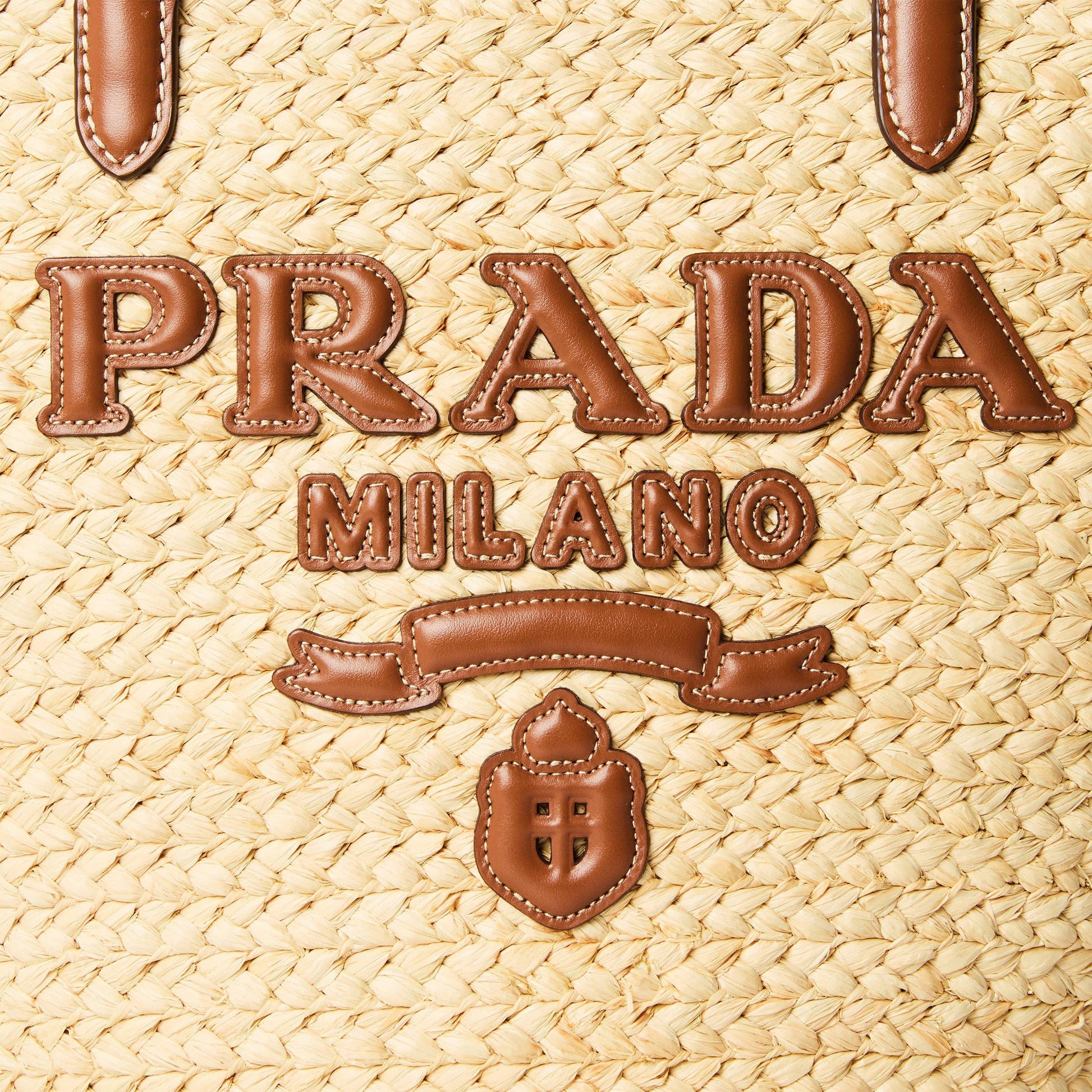Prada Women'S Raffia Logo Tote Bag