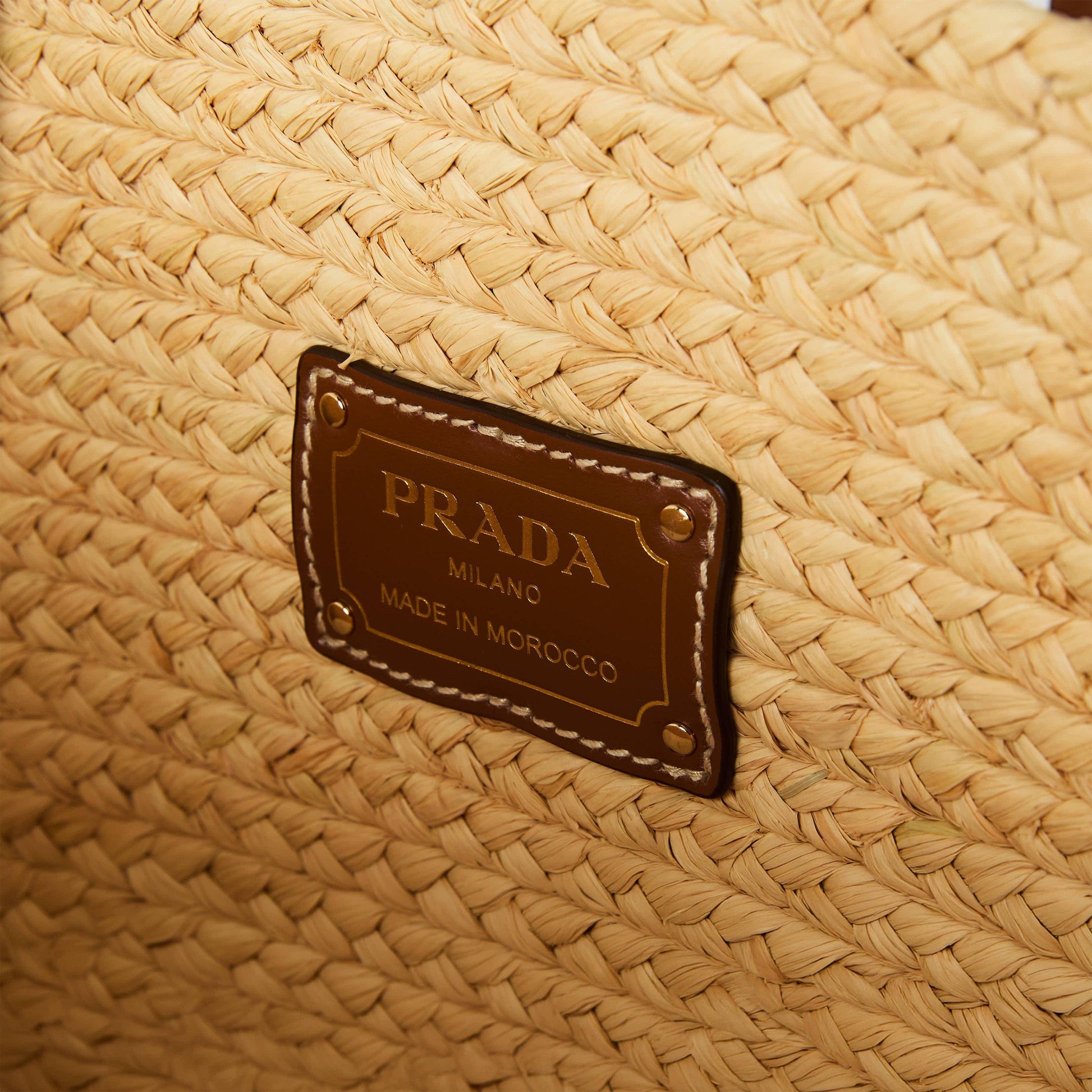 Prada Women'S Raffia Logo Tote Bag