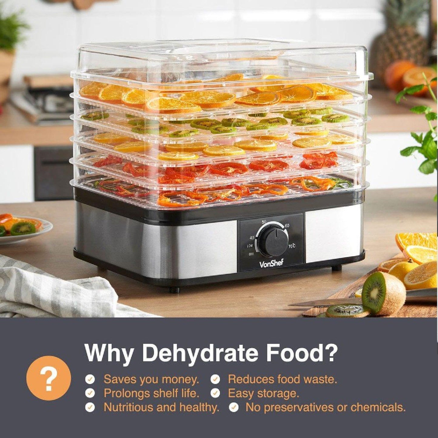 VonShef - 5 Tray Dehydrator