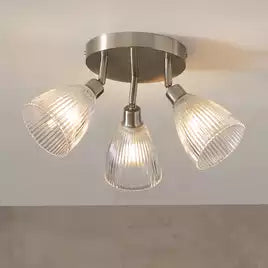 Argos Home Steel 3 Lights Ribbed Spotlights - Chrome
