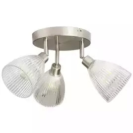 Argos Home Steel 3 Lights Ribbed Spotlights - Chrome