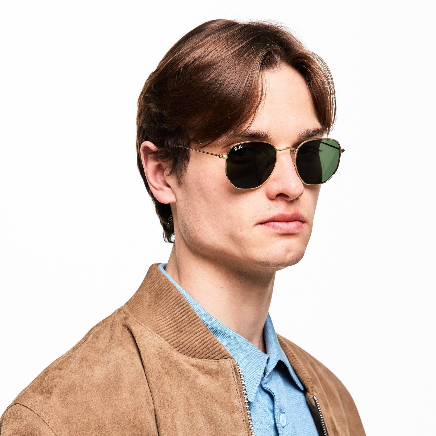 Ray-Ban Gold 0rb3548n Octagonal Sunglasses