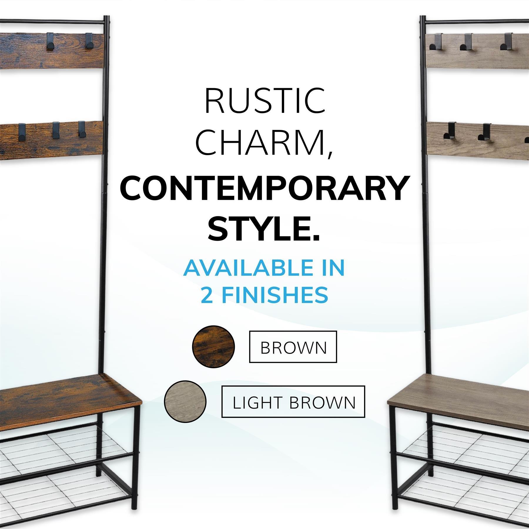 House of Home Multi function coat stand Black frame rustic brown