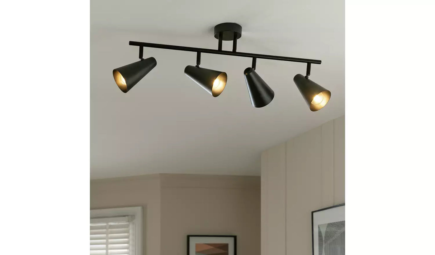 Habitat Steel 4 Lights Spotlight Bar - Black