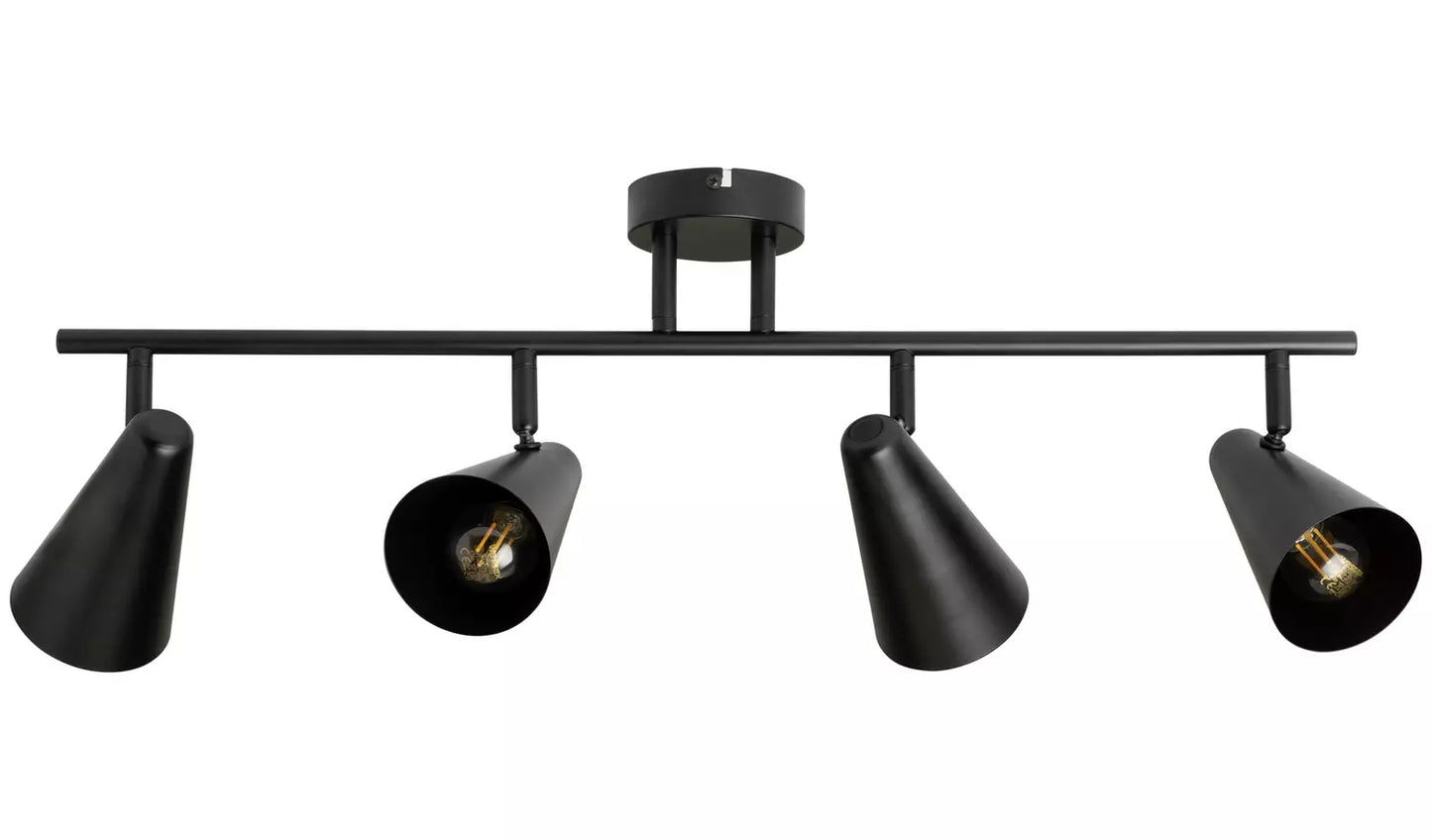 Habitat Steel 4 Lights Spotlight Bar - Black