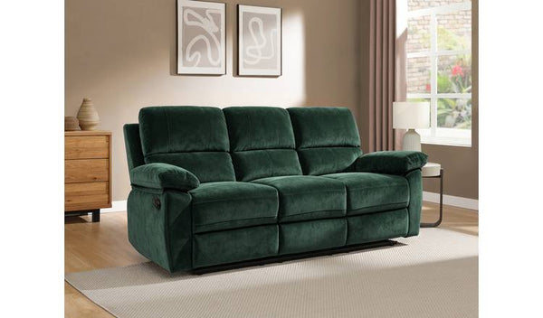 Argos Home Toby Velvet 3 Seater Recliner Sofa - Green