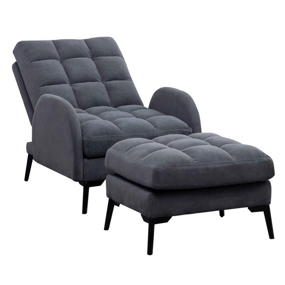 Armchair and Ottoman Set with Footstool Grey