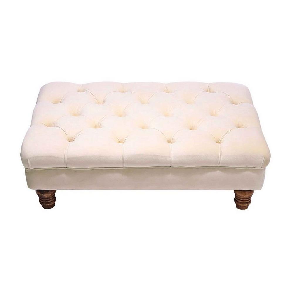 Kabinet UK Velvet Rectangular Ottoman Footstoo Beige