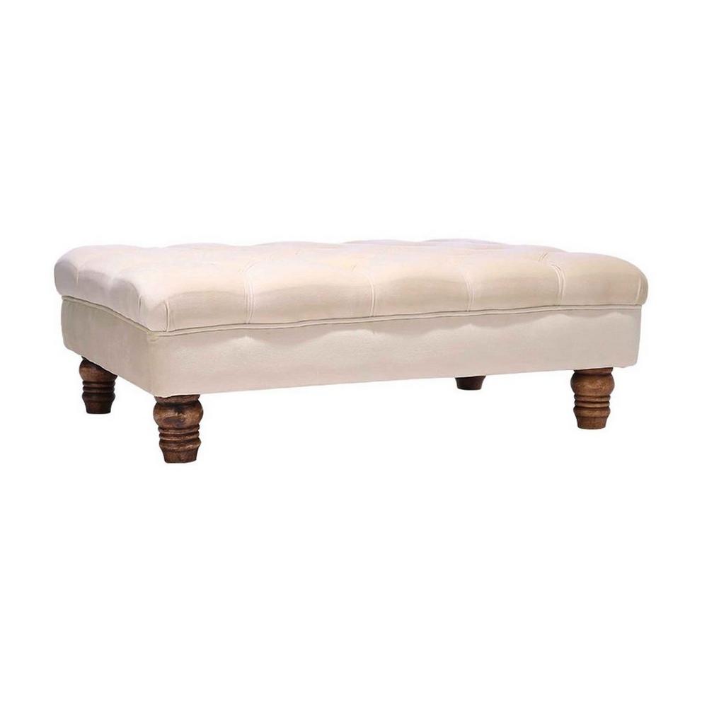 Kabinet UK Velvet Rectangular Ottoman Footstoo Beige