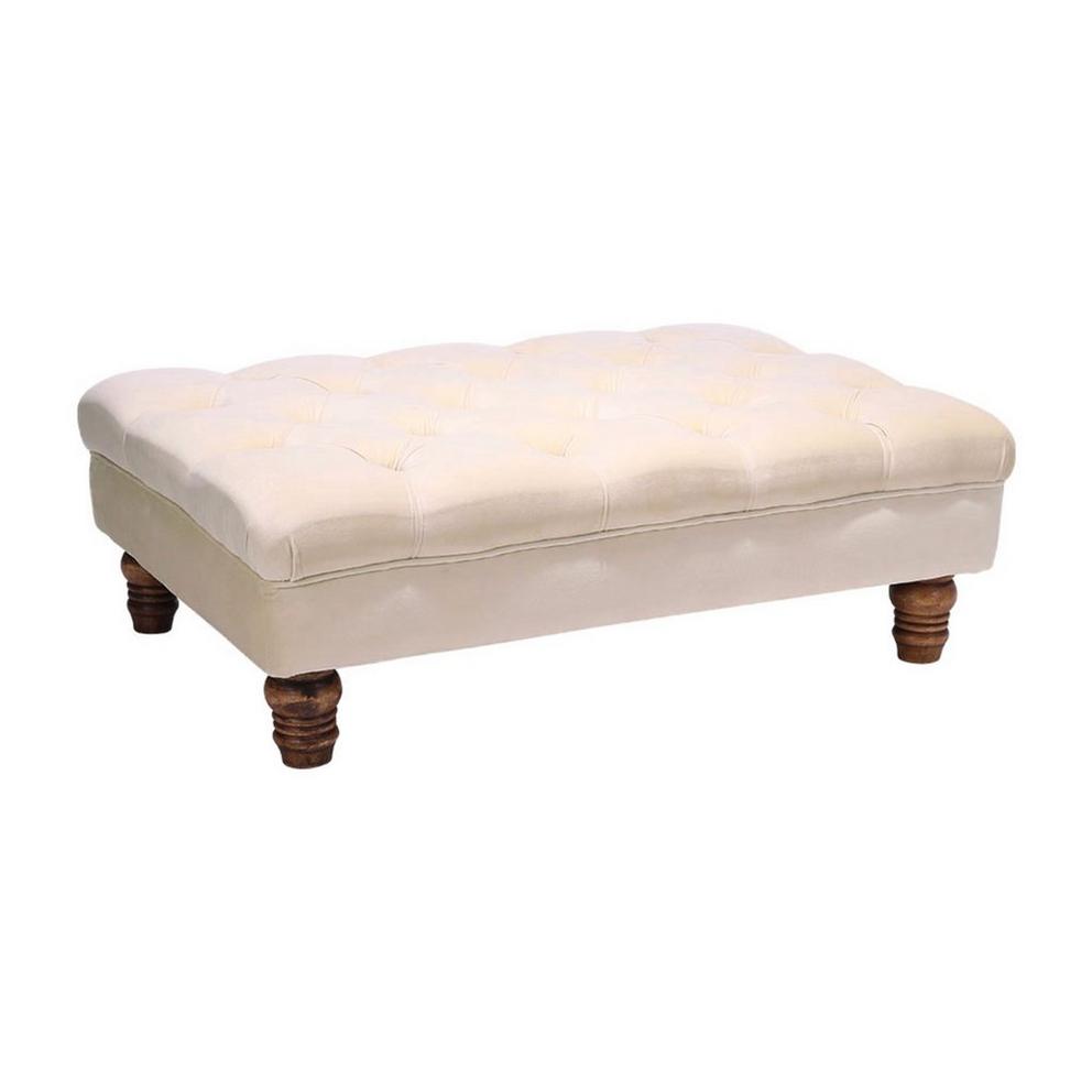 Kabinet UK Velvet Rectangular Ottoman Footstoo Beige