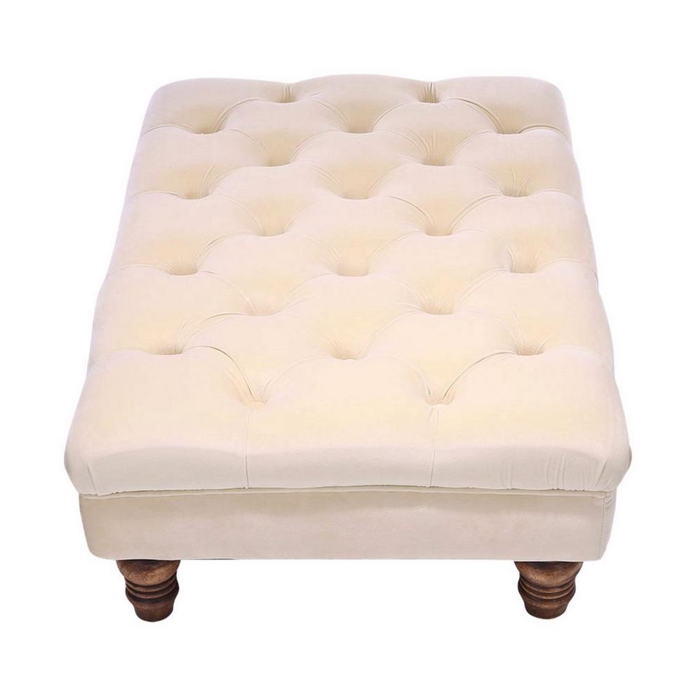 Kabinet UK Velvet Rectangular Ottoman Footstoo Beige