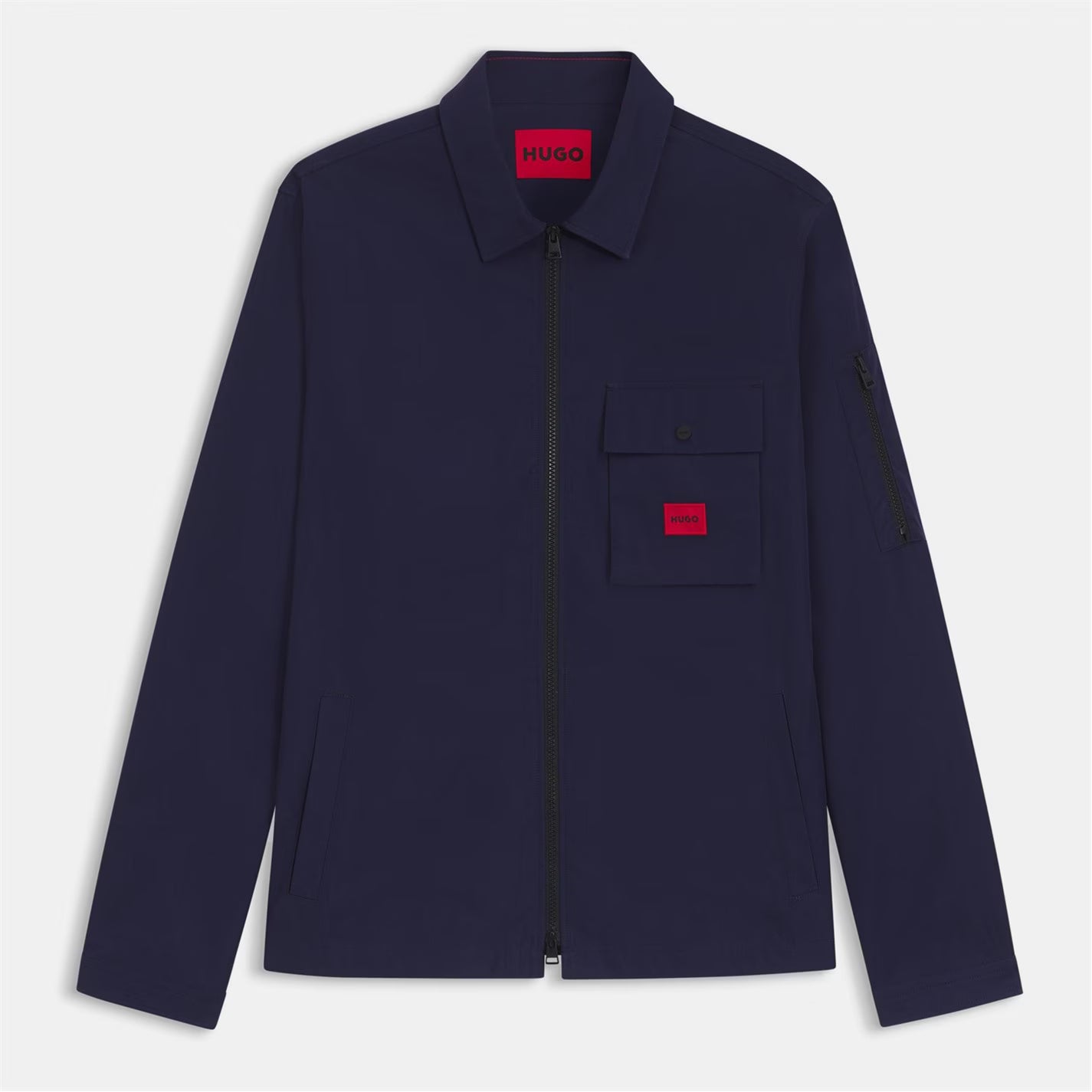 Men's Emmond Red Cotton Long Sleeve Zip Overshirt