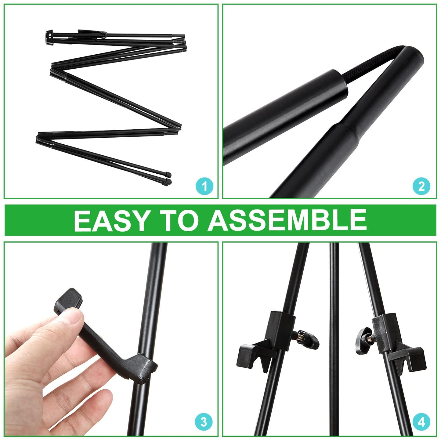 Adjustable  Display Easel Stand  160cm Tall  Portable Collapsible Tripod with Plastic Holder - Interactive Group