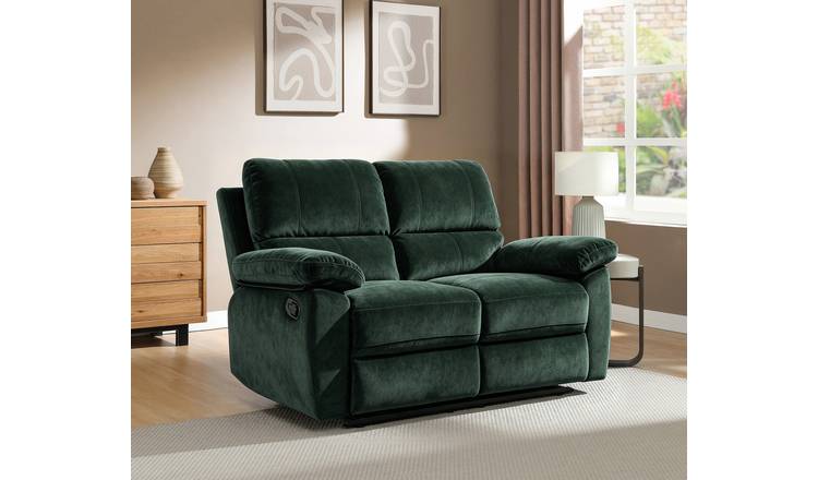 Argos Home Toby Velvet Recliner 2 Seater Sofa - Green