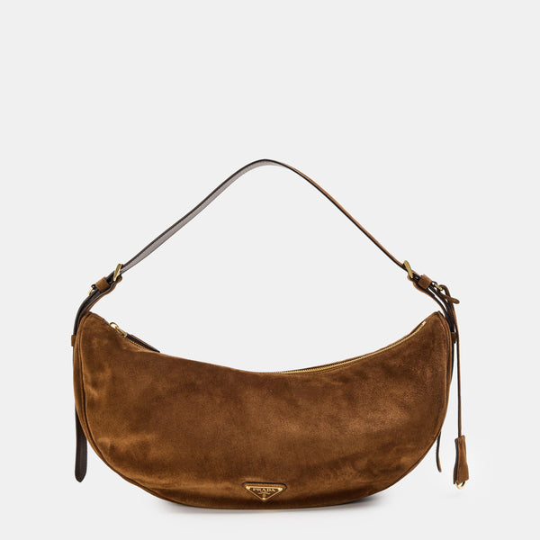Prada Demi-Lune Large Suede Shoulder Bag