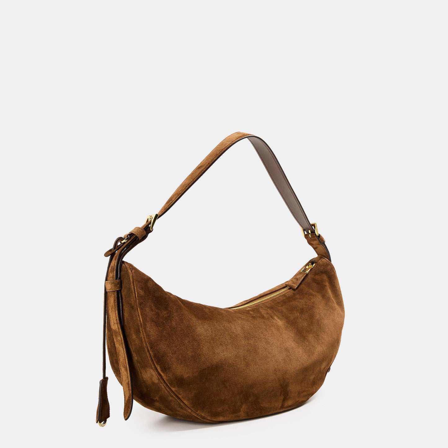 Prada Demi-Lune Large Suede Shoulder Bag