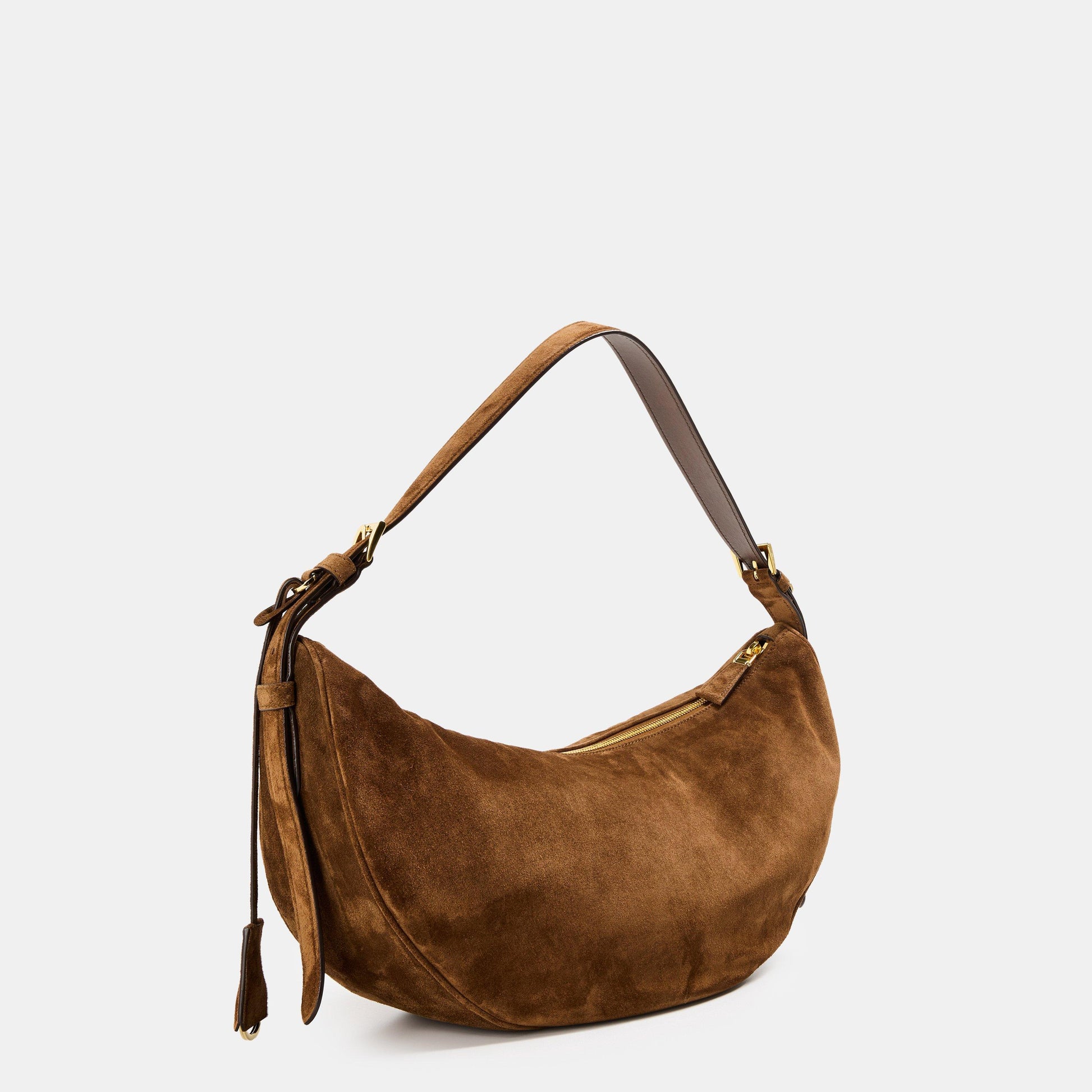 Prada Demi-Lune Large Suede Shoulder Bag