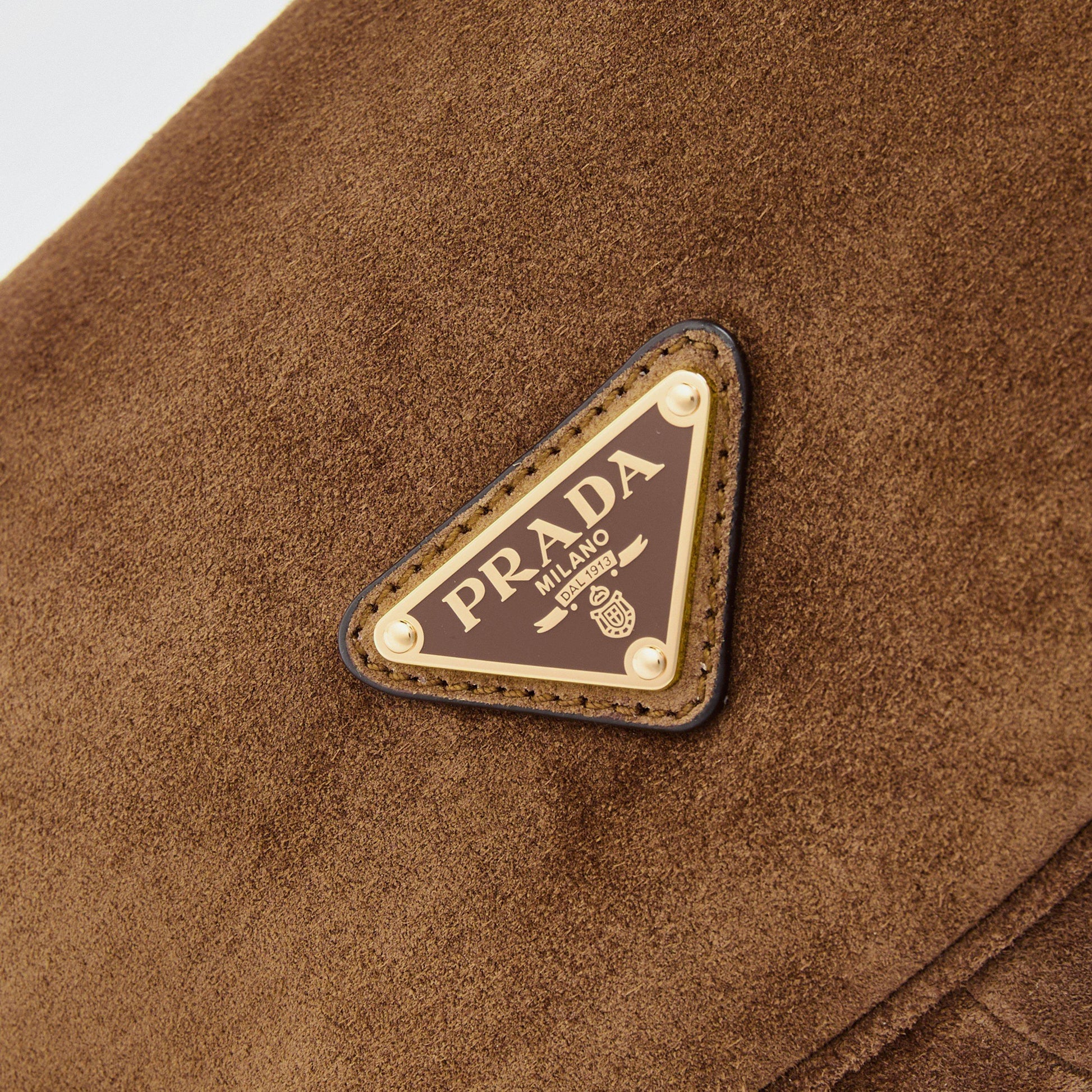 Prada Demi-Lune Large Suede Shoulder Bag