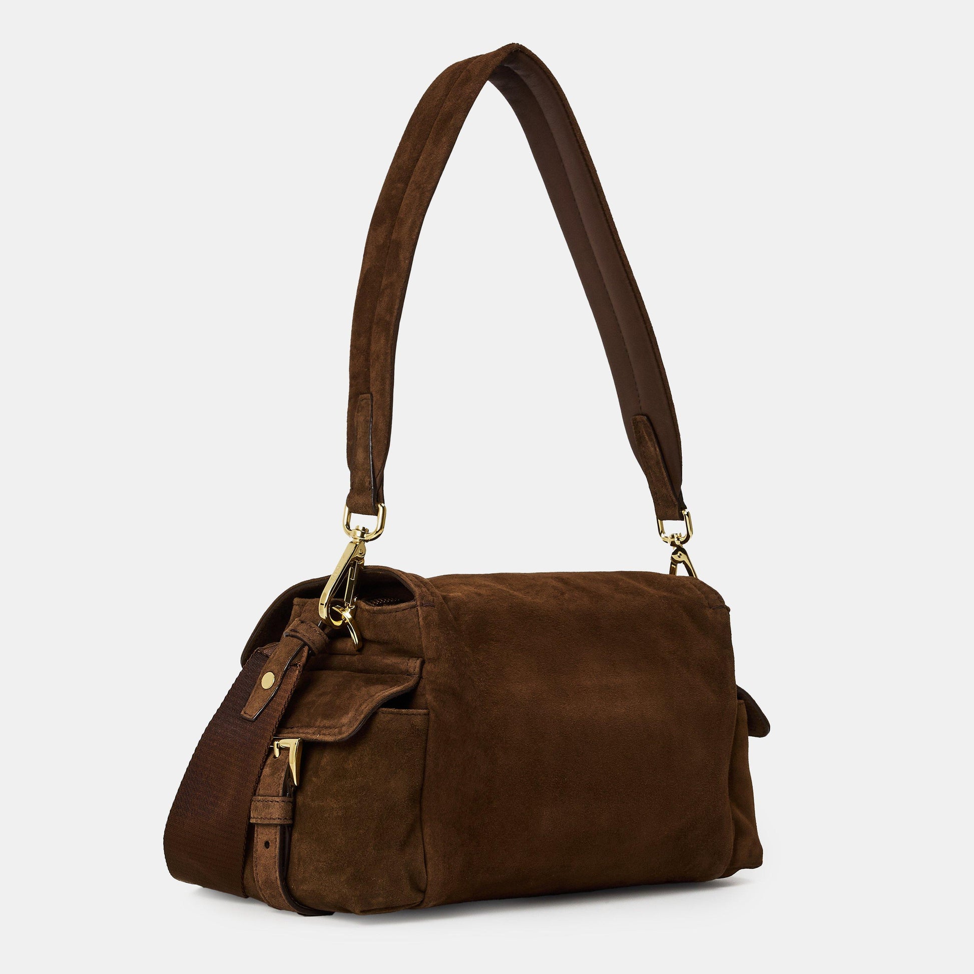 Prada Explore Medium Suede Shoulder Bag with Flap