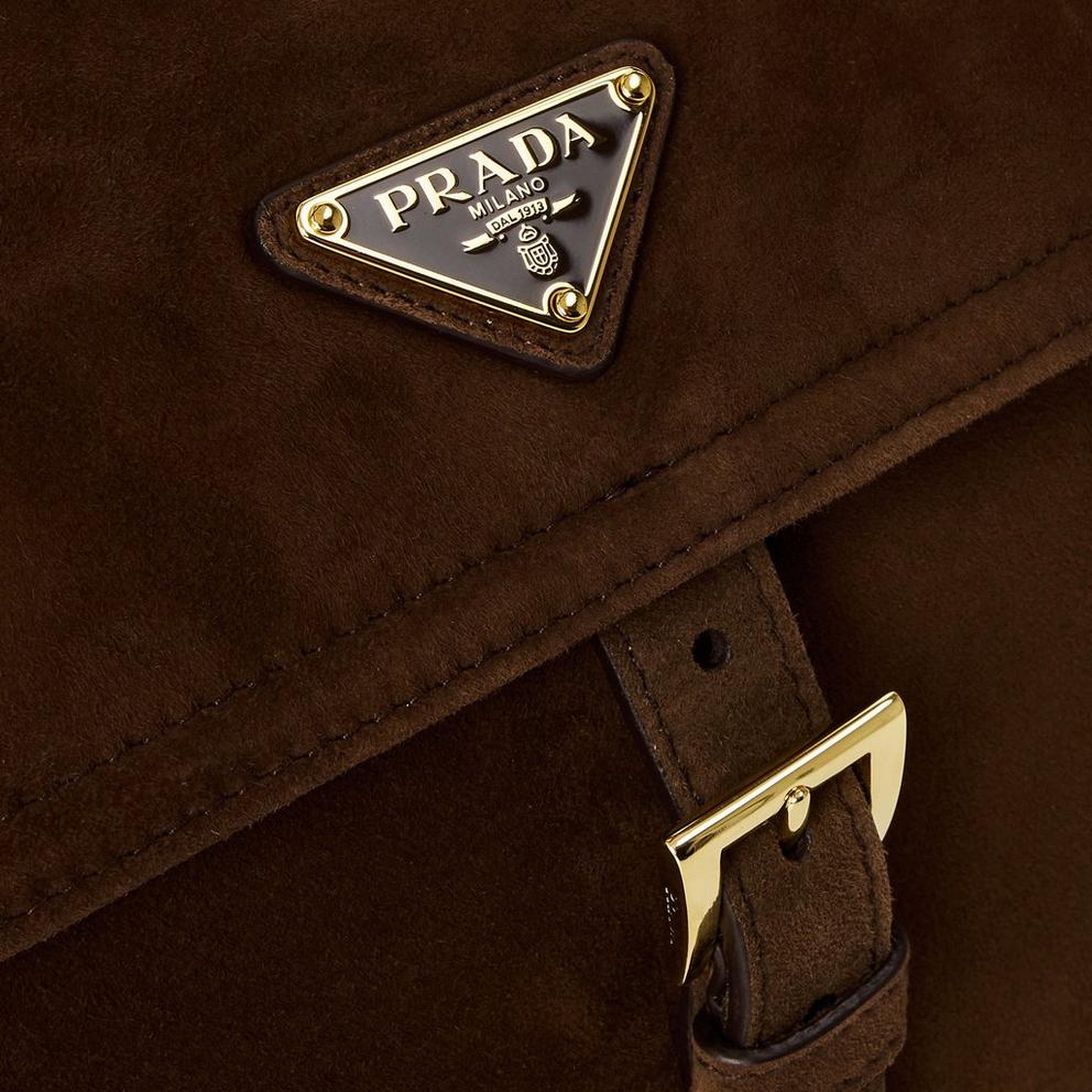 Prada Explore Medium Suede Shoulder Bag with Flap