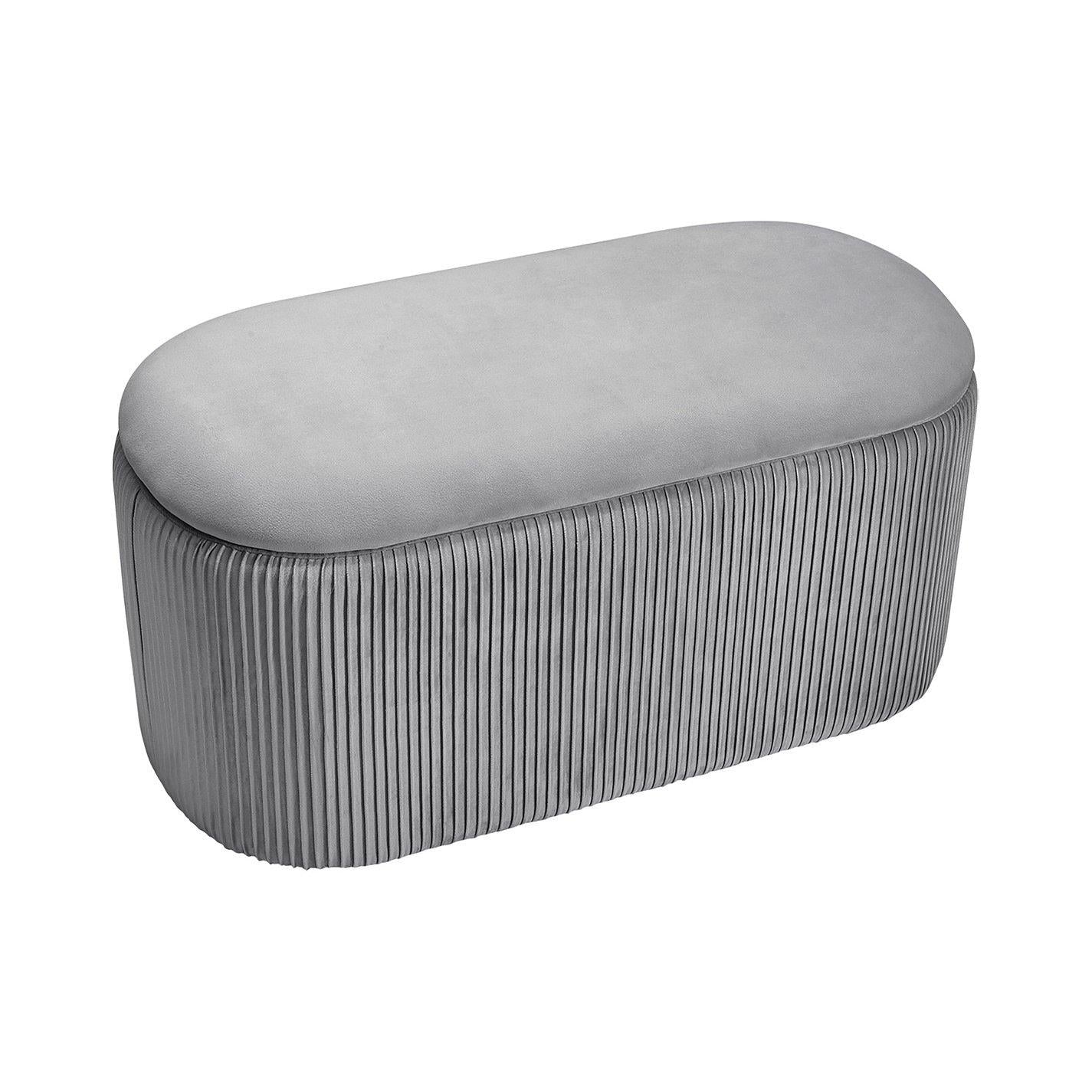 Kabinet UK Modern Pleated Storage Oval Ottoman Grey