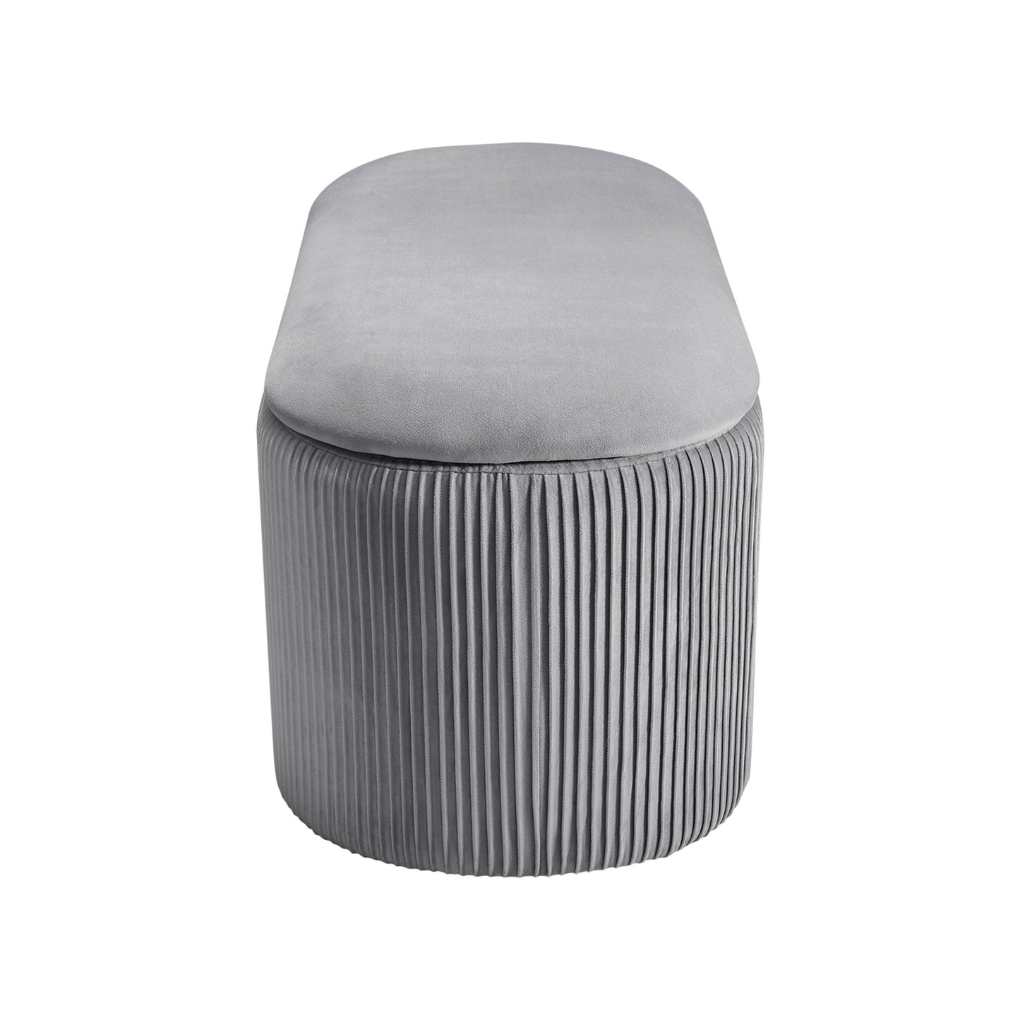 Kabinet UK Modern Pleated Storage Oval Ottoman Grey