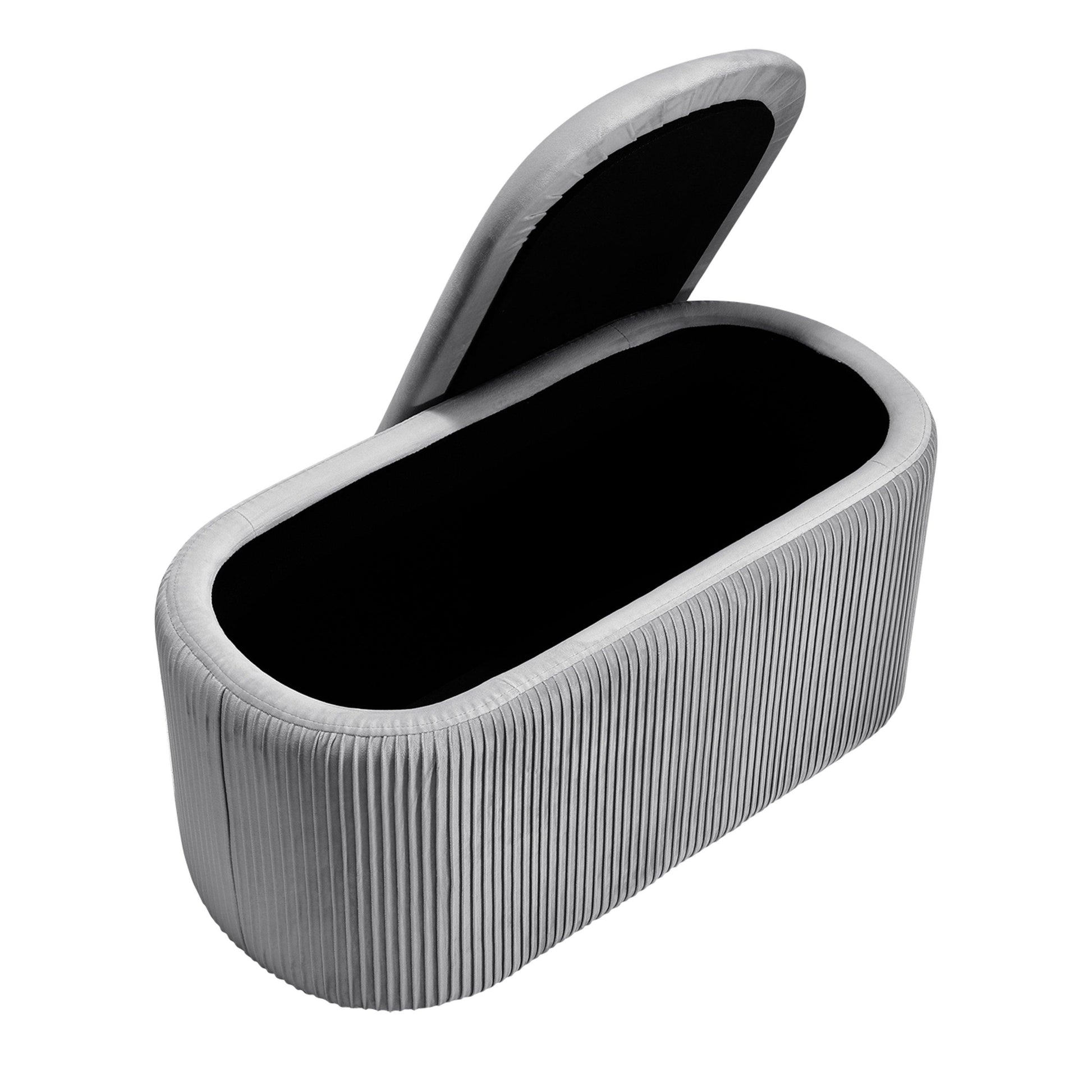 Kabinet UK Modern Pleated Storage Oval Ottoman Grey