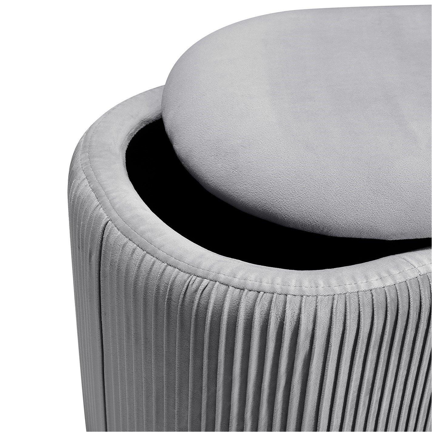 Kabinet UK Modern Pleated Storage Oval Ottoman Grey