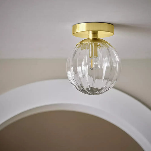 Habitat Metal Bathroom Flush Ceiling Light - Brushed Brass
