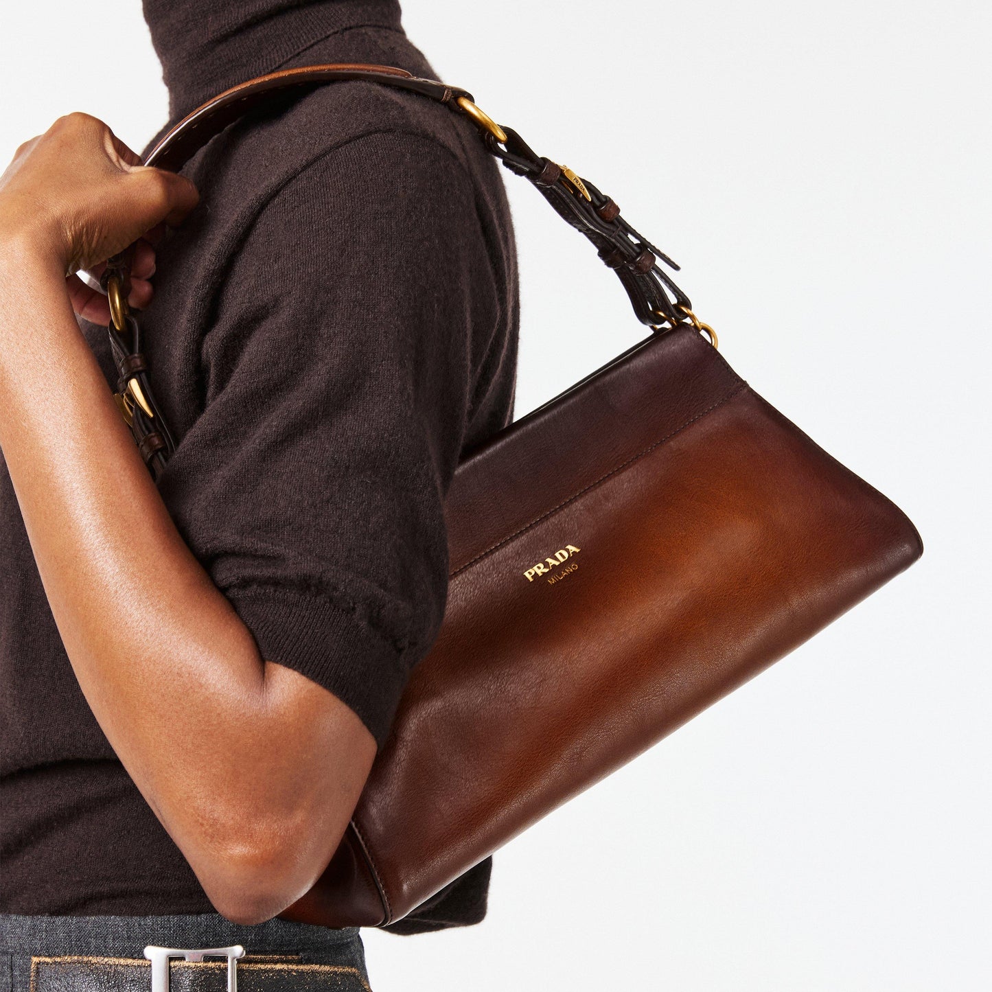 Prada Women's Multi Buckle Top Handle Bag