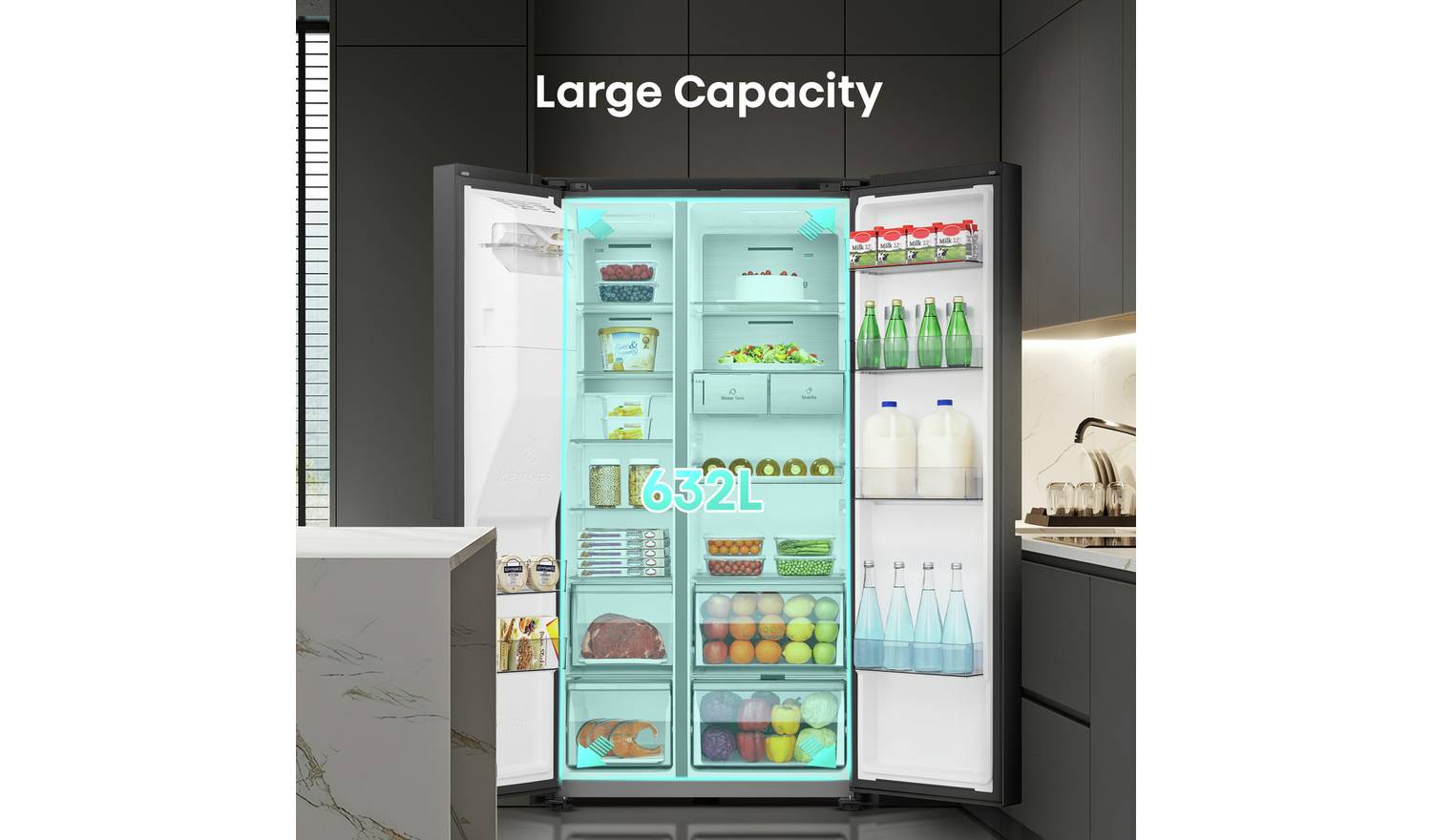 Hisense RS818N4TFE American Fridge Freezer - Black