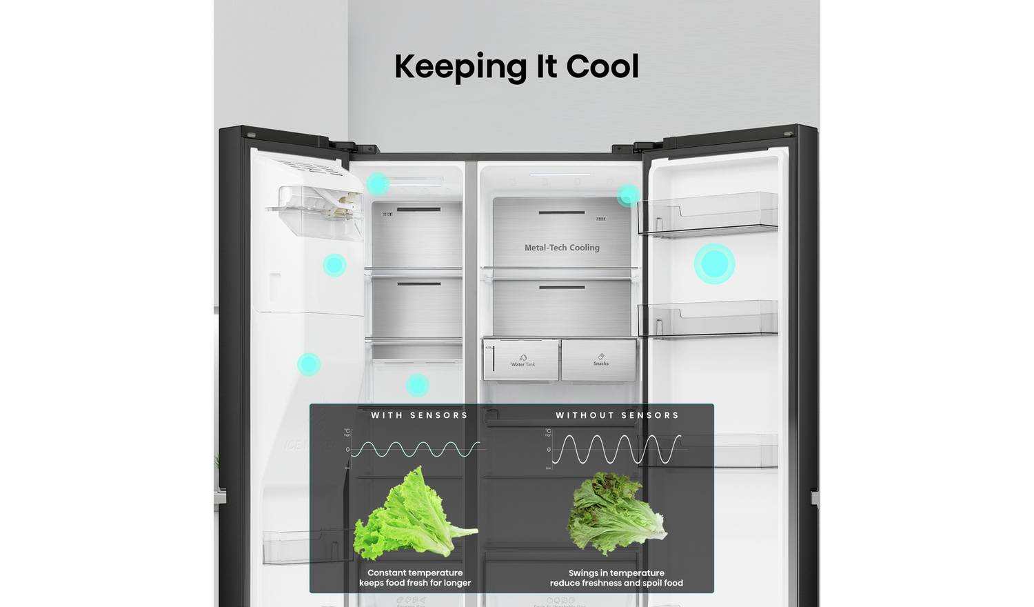 Hisense RS818N4TFE American Fridge Freezer - Black