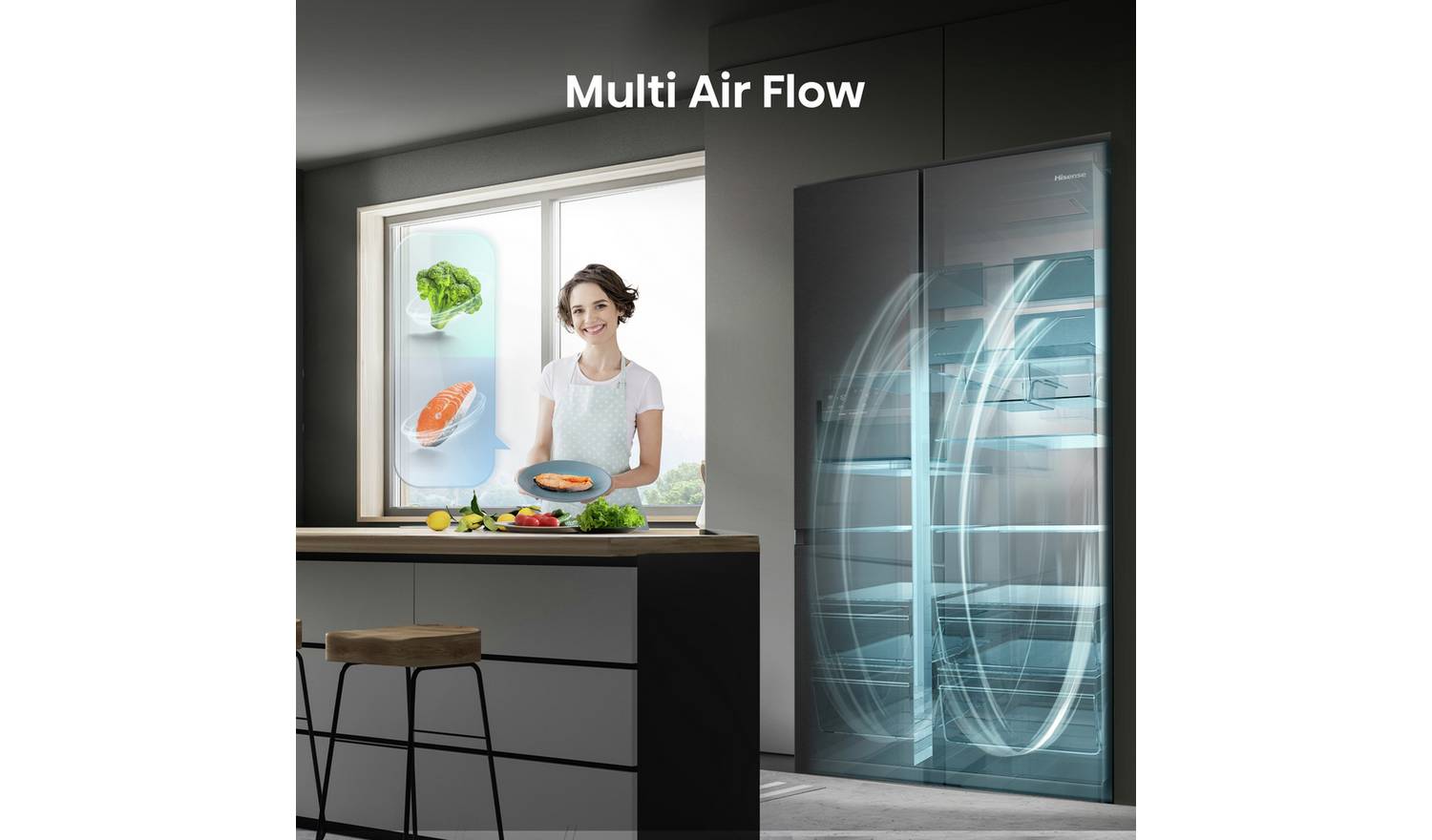 Hisense RS818N4TFE American Fridge Freezer - Black