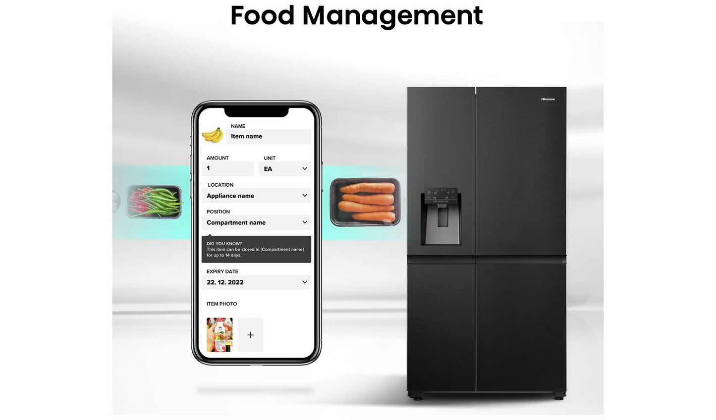 Hisense RS818N4TFE American Fridge Freezer - Black