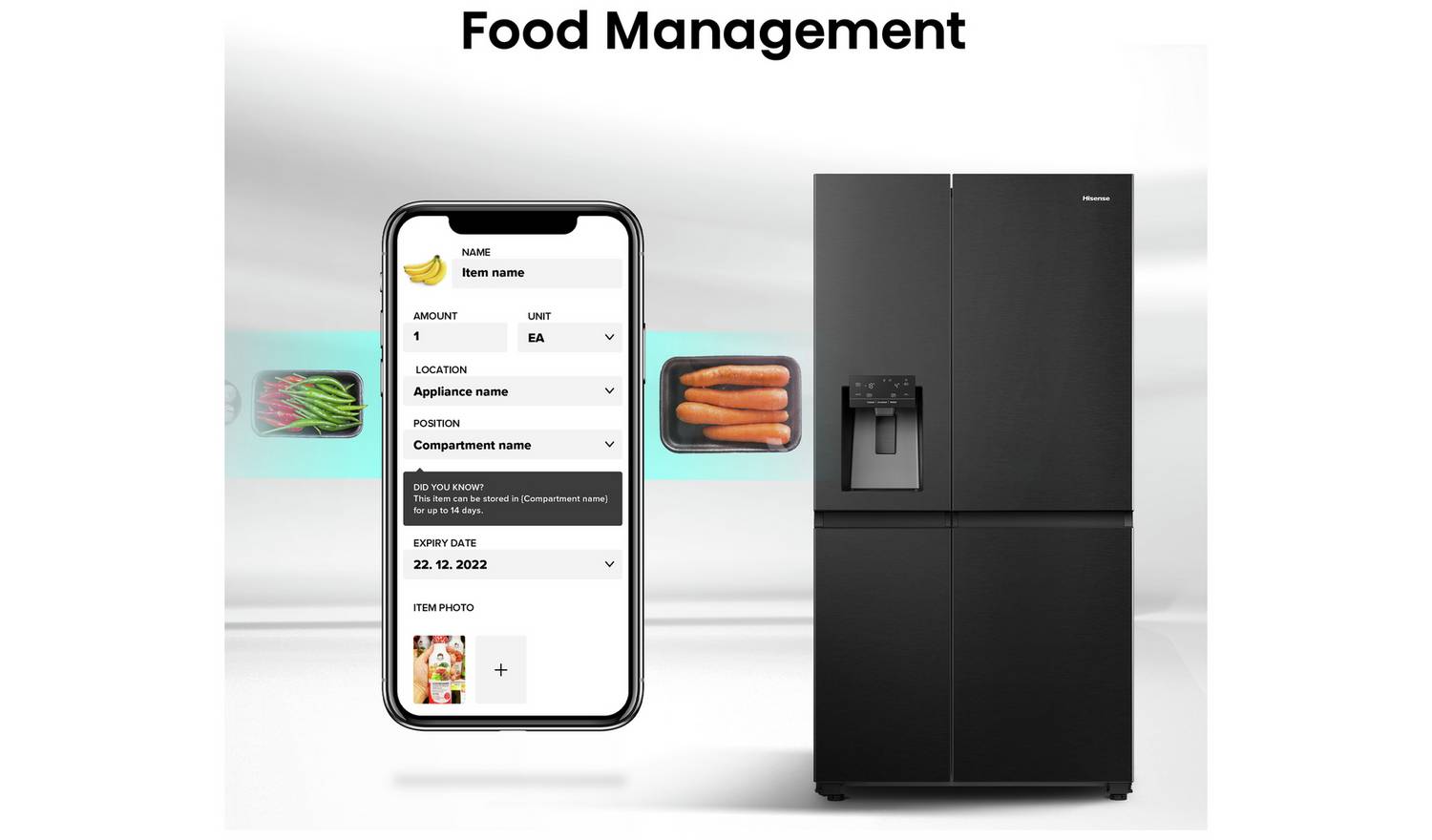 Hisense RS818N4TFE American Fridge Freezer - Black