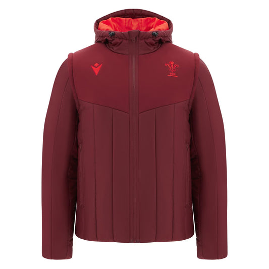 Macron Men's Wales Rugby 2025 Full Zip Hooded Long Sleeve Bomber Jacket