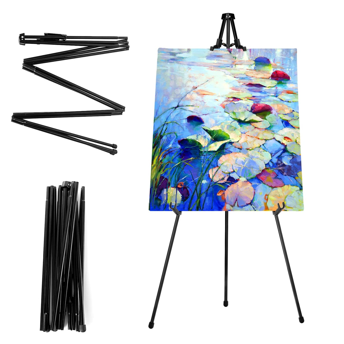 Adjustable  Display Easel Stand  160cm Tall  Portable Collapsible Tripod with Plastic Holder - Interactive Group