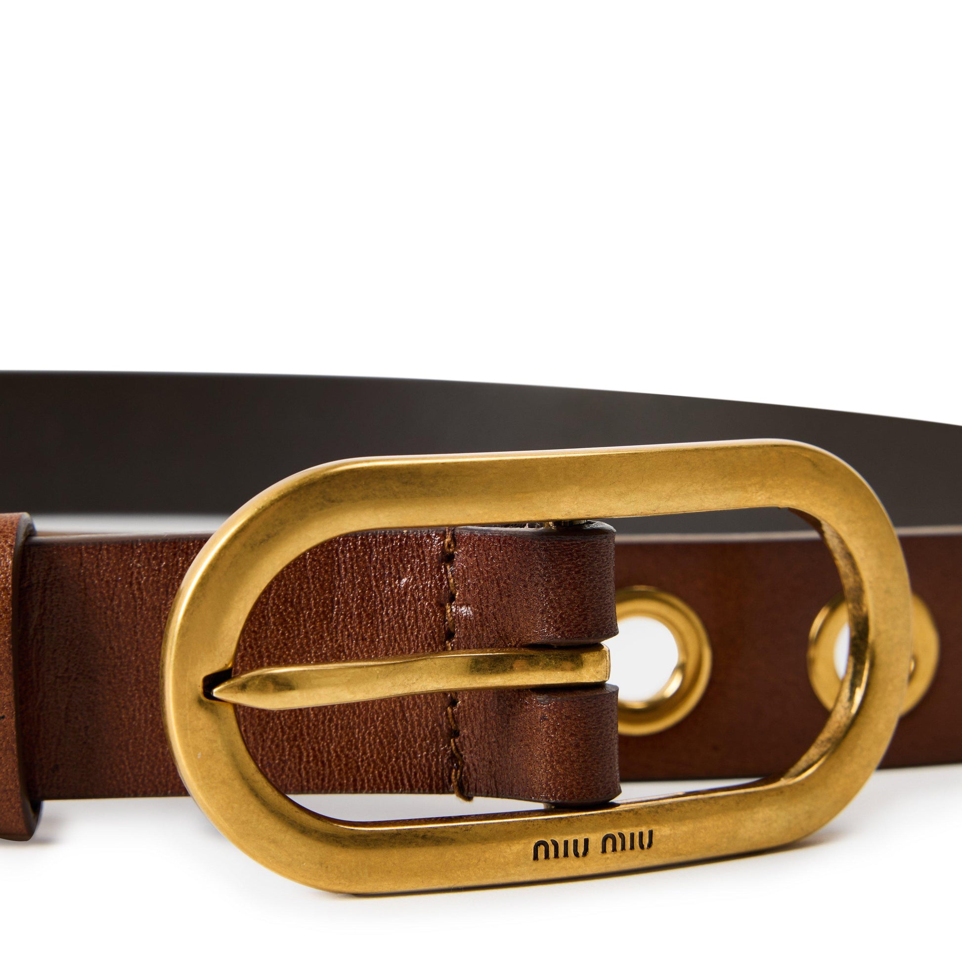 Miu Miu Women's Vintage Ringlet Leather Metal Ringlet Closure Belt