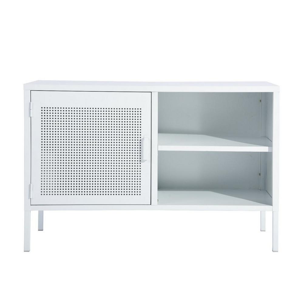 Storage Cabinet with Shelves and Perforated Door White 96.5 x 40 x 64.5 cm