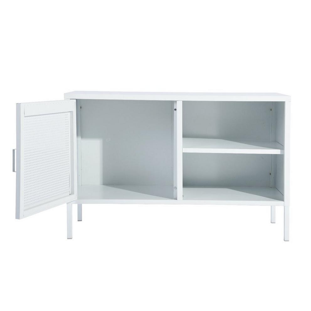 Storage Cabinet with Shelves and Perforated Door White 96.5 x 40 x 64.5 cm