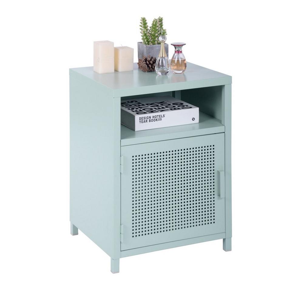 Metal Storage Cabinet with Perforated Door and Open Shelf 39 x 35 x 56 cm