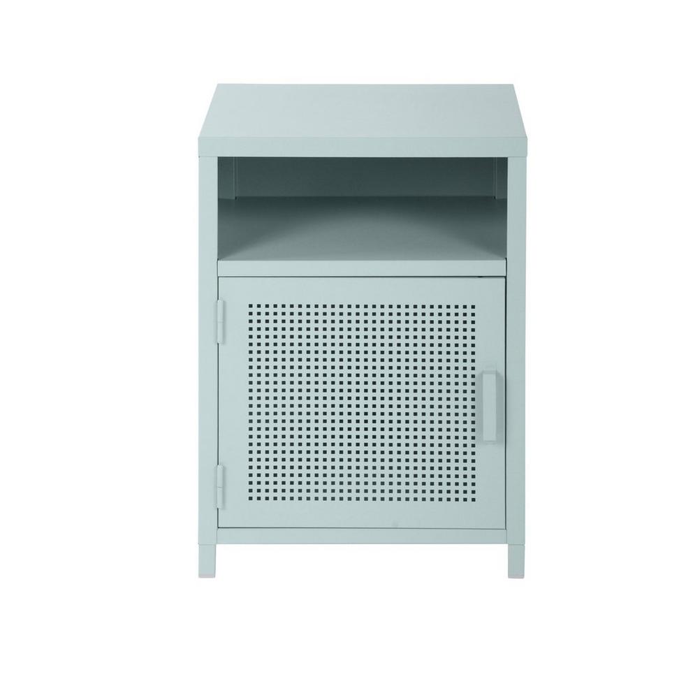 Metal Storage Cabinet with Perforated Door and Open Shelf 39 x 35 x 56 cm